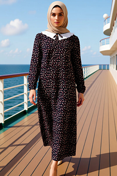 BENERLY Women's Peter Pan collar Standard Sleeve Long Sleeve a Line Mold Dres...