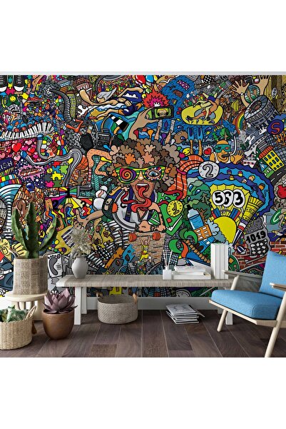 Grown Renkli Pop-Art Grafiti Kolaj Duvar Kağıdı