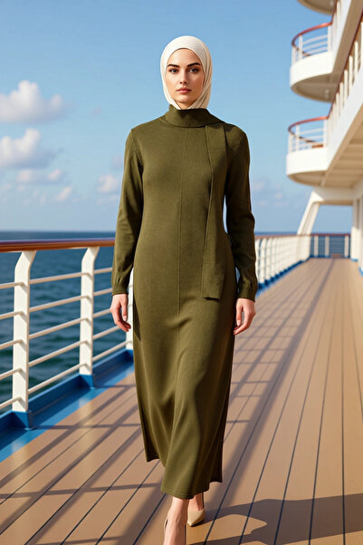 BENERLY Women's Mock Neck Standard Sleeve Knitwear Dress Maxi Length Skater F...