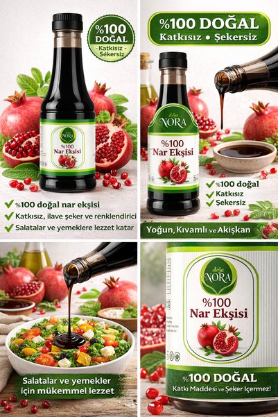 EKONORA 3’lü Doğal Mutfak Seti – Nar Ekşisi + Limon Suyu + Üzüm Sirkesi – Katkısız(1000ml)