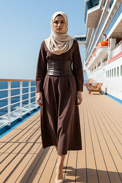 BENERLY Women's V-Neck Standard Sleeve Plain Pattern Woven Fabric Skater Fit ...