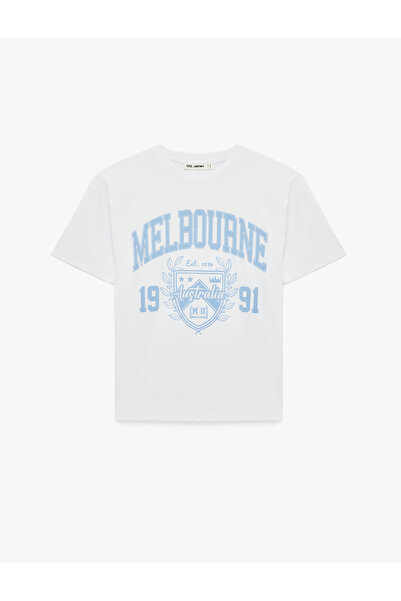 Koton Comfortable Fit Cotton Short Sleeve Crew Neck Printed T-Shirt