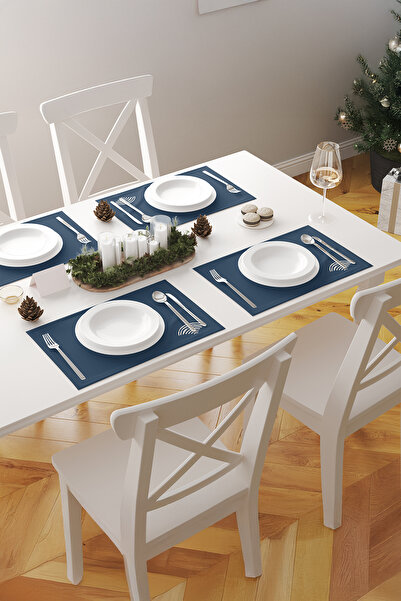 ASDİVA Rust Modern Striped Geometric Patterned 2-Piece American Service Set Navy Blue–Ecru