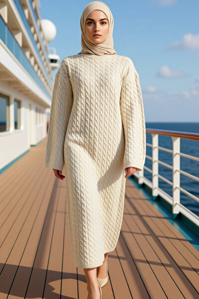 BENERLY Women's Crew Neck Low Sleeve Long Sleeve Knitwear Dress Shift Mold Ha...