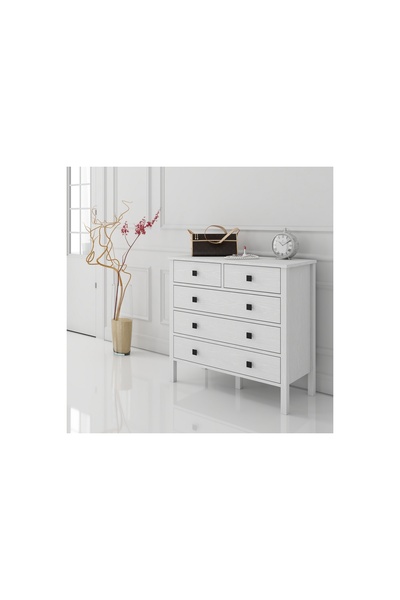 Vivense VENEZİA MİNİFİKS ŞİFONYER, WOOD BEYAZ, 5 ÇEKMECELİ