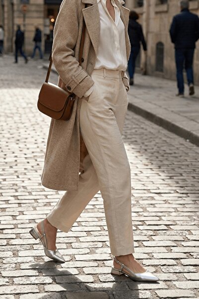 DİVOLYA Felina Silver Wrinkled (3 cm Heeled) Pointed Toe Heeled Shoes