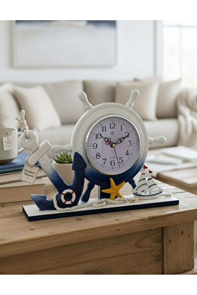 home inn Marin Çapa ve Dümen Tasarımlı Dekoratif Masa Saati | Deniz Temalı Bü...