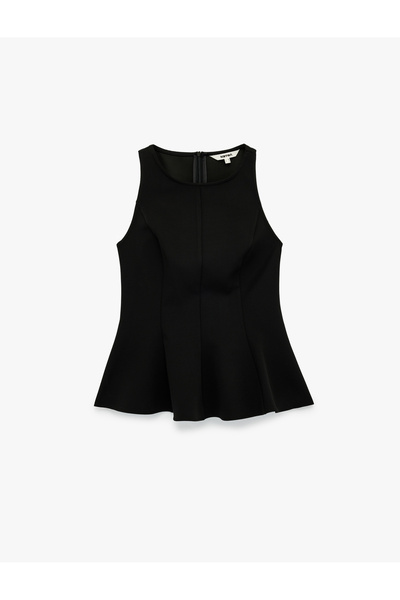 Koton Slim Fit Sleeveless Crew Neck Peplum Blouse
