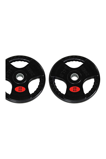 Generic Olympic Barbell Weight Plates 20KG Pair – Rubber Coated Cast Iron Gym Disc 50mm (2pcs)