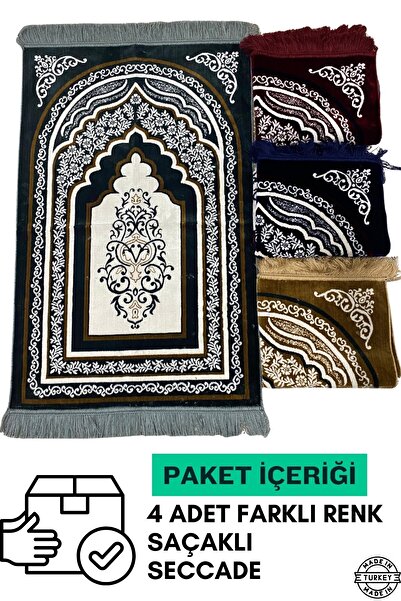 KAİZEN 4 ADET SOFT SAÇAKLI KADİFE SECCADE (BORDO-MAVİ-HARDAL-KOYU YEŞİL)