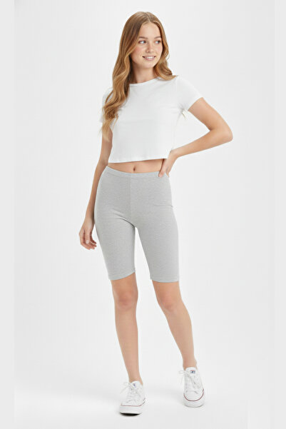 Arma Yıldız Κοριτσίστικο κοντό καλσόν γκρι βαμβακερό ελαστικό ύφασμα ίσιο βασικό