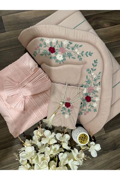 Gerenic Luxury royal prayer mat set with cotton prayer shawl and Quran cover