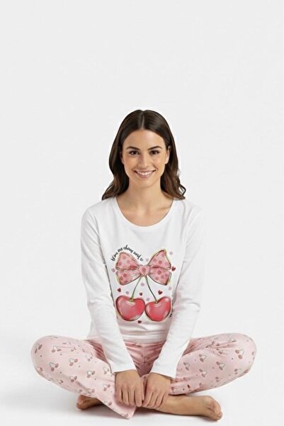 PEMBİŞ HOMEWEAR Women's Pajama Set Long Sleeve- Long Bottom-Sezm-04