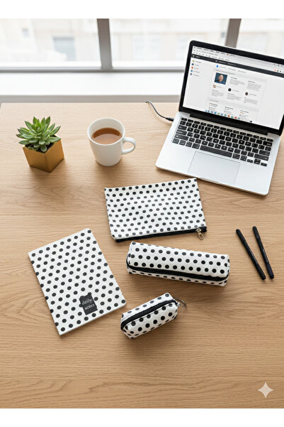 Adalinhome Lizy Modern Geometric Pattern Daily & Office Set (Notebook-Accessory Bag-Pen Holder-Coin Bag)
