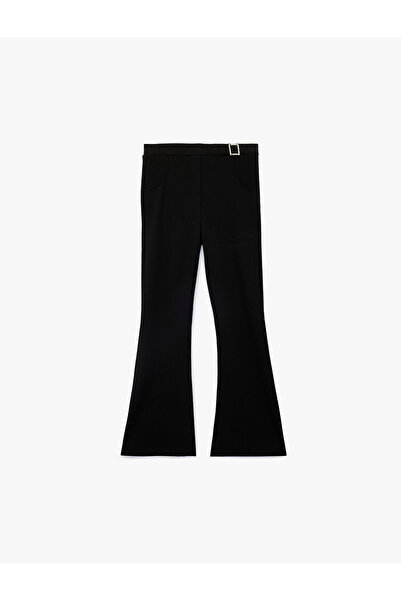 Koton Flared Trousers with Pocket and Buckle Detail