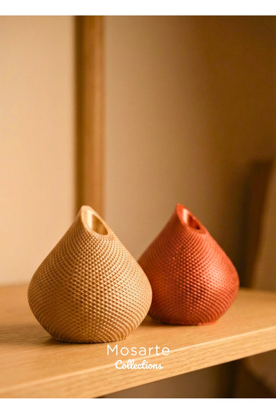 Mosarte مزهرية ديكور عصرية على شكل قطرة مع سطح ثلاثي الأبعاد، طقم من قطعتين