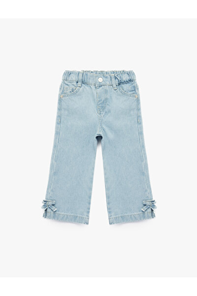 Koton Cotton Pocket Detailed Bow Denim Trousers