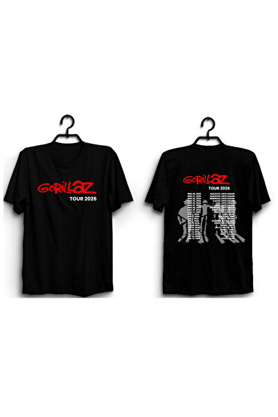 fame-stoned Gorillaz Tour Printed Front - Back Unisex 100% Cotton T-Shirt