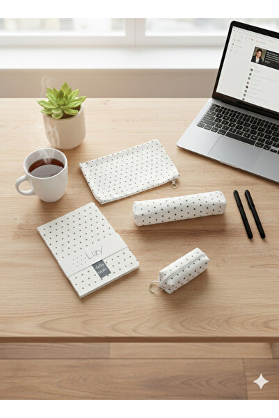 Adalinhome Lizy Modern Geometric Pattern Daily & Office Set (Notebook-Accessory Bag-Pen Holder-Coin Bag)