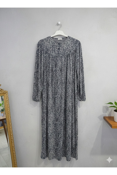 fariza tekstil Wide-Cut Violet Fabric Mother Dress with Drawstring Robe