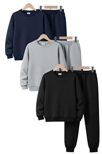 FYK COLLECTİON Set de trening pentru băieți, cu gât rotund, cu cu căptușeală ...