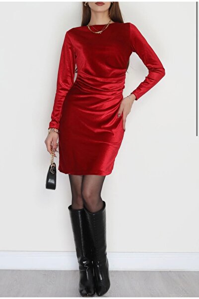 DuRu LiNe 🖤✨Drapeli Kadife Mini Elbise 🖤 💃 Vücuda Oturan Şıklık 🌙 Davet &...