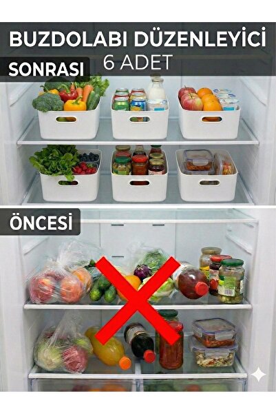 Lilya Home 6 Adet 4 Lt Dolap Içi, Buzdolabı Düzenleyici, Banyo, Mutfak Organi...