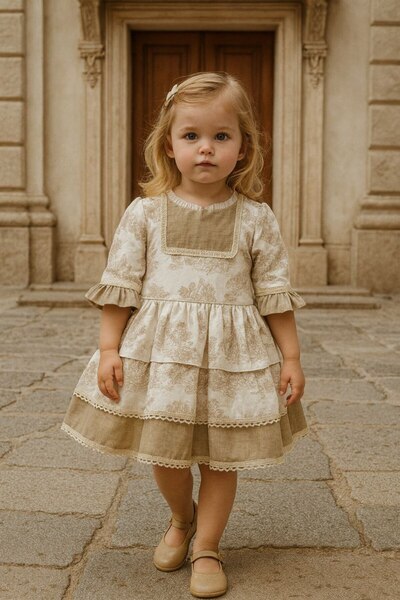 La reina petite Classic girls' dress with a soft pattern and elegant layers –...