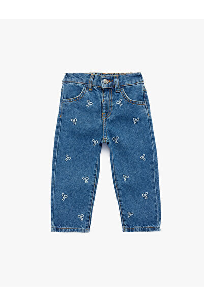 Koton Pantaloni din denim din bumbac cu detaliu cu fundă