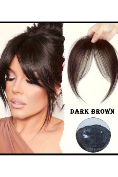PERUKCU Kahverengi Zarif Gerçek Görünümlü kahkül, Sentetik Kaliteli Takma kahkül