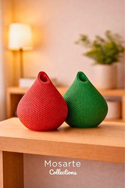 Mosarte Damla Formlu Modern Dekor Vazosu 3D Doku Yüzeyli 2'li