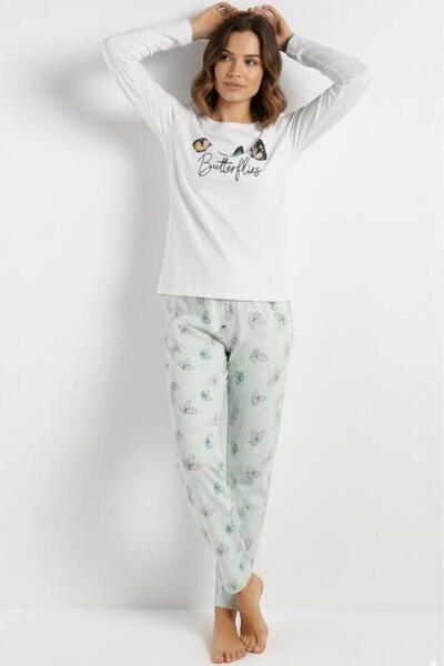 PEMBİŞ HOMEWEAR Women's Pajama Set Long Sleeve - Long Bottom- Sezm-05