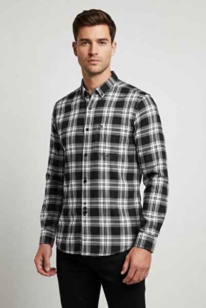 DİO Hitman Men’s Black Checkered Casual Shirt