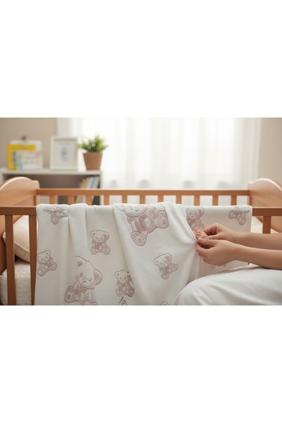 balbeybi Teddy Bear Baby Blanket Wellsoft Soft Textured Embroidered Newborn Baby Blanket Gift