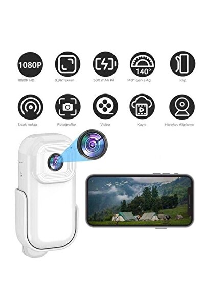 Torima CMR-27 Beyaz 1080P HD Kayıt 140 Genis Acı Klips Tasarımlı Giyilebilir ...