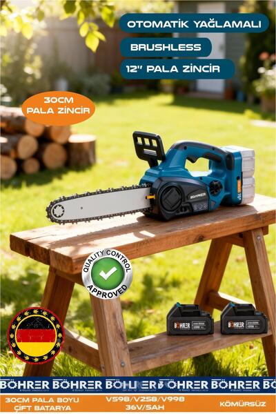 BÖHRER 30CM OTOMATİK YAĞLAMALI ALMAN PRO SERİ ÇİFT BATARYA 36V 5AH KÖMÜRSÜZ A...