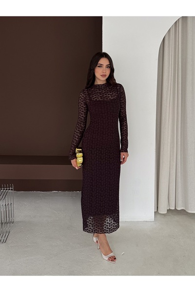 sportiness Rochie lungă din dantelă cu căptușeală interioară