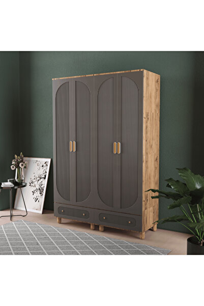 Teen & Bright SOHO 4 KAPAKLI ÇEKMECELİ GARDIROP - MDF KAPAK