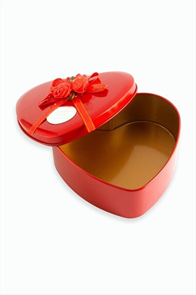Bijuteri Net Kalp Boş Kırmızı Metal Kutu 16 cm