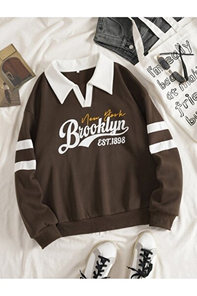 CARLA MARA Brooklyn Retro College Sweatshirt Brown