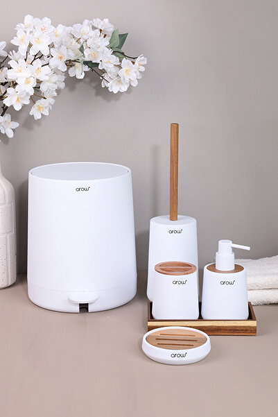 AROW CHARLOTTE LÜKS BEYAZ 5 Lİ BANYO SETİ