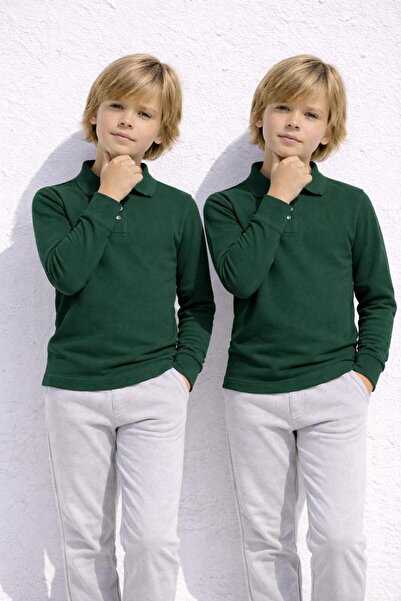 BAGİSTA BUTİK Unisex (Girls & Boys) Long Sleeve 2-Piece Polo Neck T-Shirt
