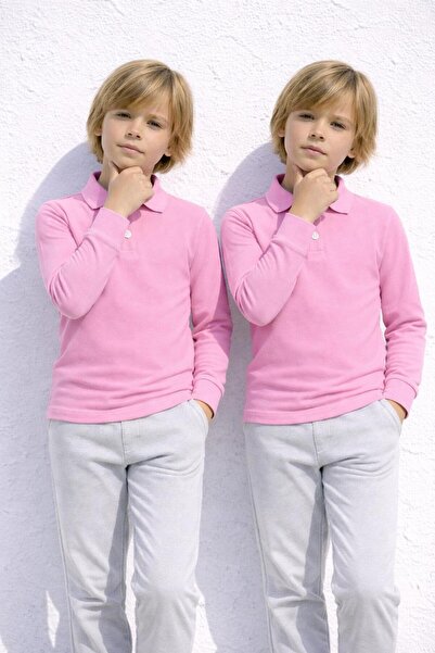BAGİSTA BUTİK Unisex (Girls & Boys) Long Sleeve 2-Piece Polo Neck T-Shirt