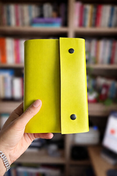 Colermi غلاف كتاب من الجلد الأصلي باللون الأصفر - غلاف دفتر ملاحظات من الجلد ...