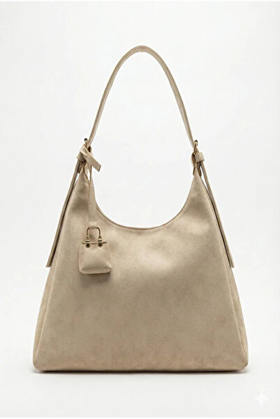 Zeyne حقيبة كتف نسائية من Zyn01 مصنوعة من جلد الغزال المنك مع تفاصيل جذابة وس...