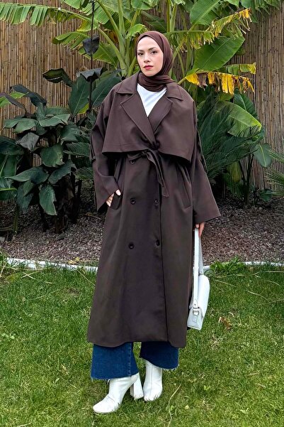 lamelif Belted Polyviscon Trench Brown