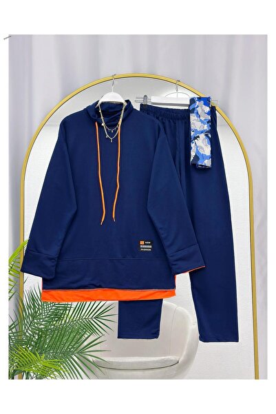 YEDİLALE Neon Detailled Stand-Up Collar Combed Cotton Casual Double Suit