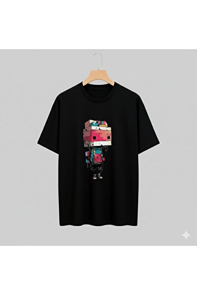 CLASSY.MODA Tricou oversize unisex cu imprimeu robot