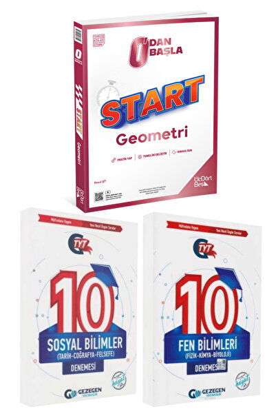 Üç Dört Beş Yayıncılık 0'dan Başla Start Geometri Soru Bankası+Sosyal Bilimle...