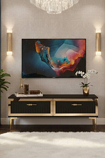 YUMEDİ DESİGN TSA1204AG - KEREM TV STAND , TV SEHPASI 120CM ANTRASİT-GOLD